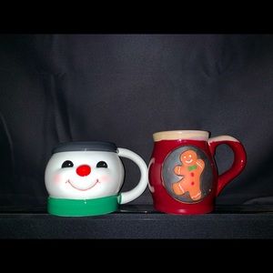 Frosty The Snowman & Gingerbread Man Ceramic Mugs
